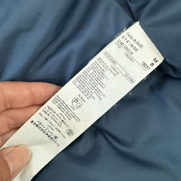 United Colors Of Benetton Down Puffer Jacket Blue Kids Sz M 8 Norway Appliqué - Picture 6 of 13